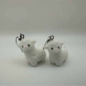 Cute White Fluffy Alpaca Lamb Earrings